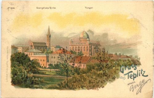 Gruss aus Teplitz - Litho - Synagoge