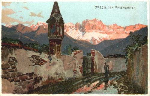 Bozen - Der Rosengarten - Litho