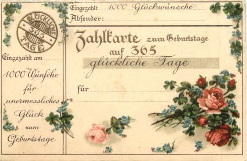 Zahlkarte zum Geburtstag
