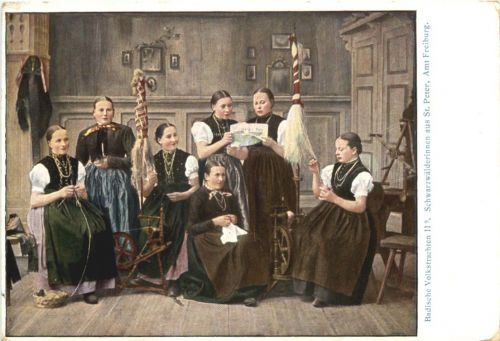 Badische Volkstrachten - Schwarzwälderinnen aus St. Peter