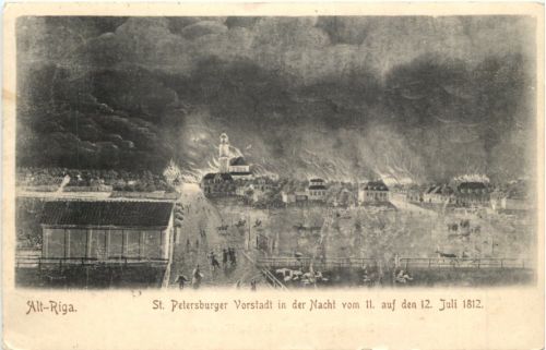 Alt Riga - St. Petersburger Vorstadt in der Nacht 1812 - Feldpost