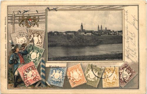 Weiden - Litho Briefmarken - Prägekarte