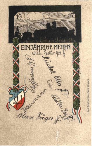 Metten - Einjähriges 1917 - Studentika