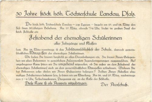 Landau - 50 Jahre höhere Töchterschule