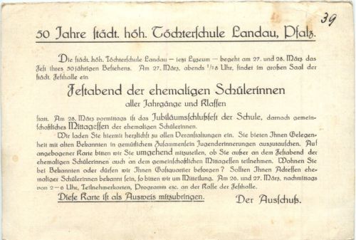 Landau -- 50 Jahre höhere Töchterschule