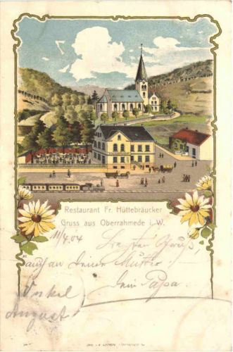 Gruss aus Oberrahmede i. W. - Restaurant Fr. Hüttebräucker - Litho - Lüdenscheid