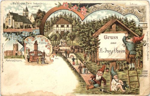 Gruss aus Ingelheim - Litho - Zwerge
