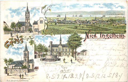 Gruss aus Nieder Ingelheim - Litho
