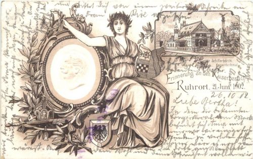 Ruhrort - Kaiserbesuch 1902 - Litho