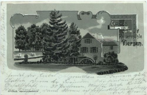 Gruss von der Kaisermühle Viersen - Litho