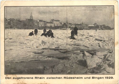 Der zugefrorene Rhein zwischen Rüdesheim und Bingen 1929