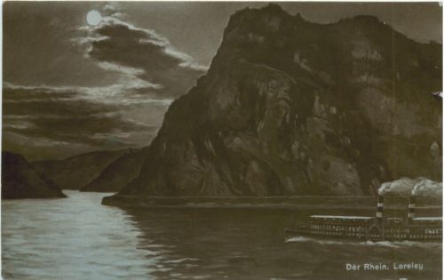 Loreley bei Mondschein - Cafe Hauser St. Goar