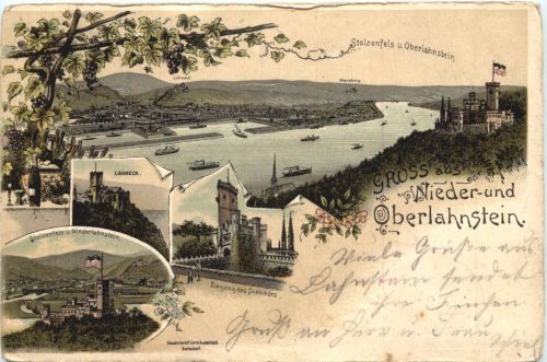 Gruss aus Niede und Oberlahnstein - Litho