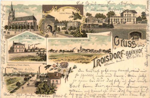 Gruss aus Troisdorf - Bahnhof - Litho