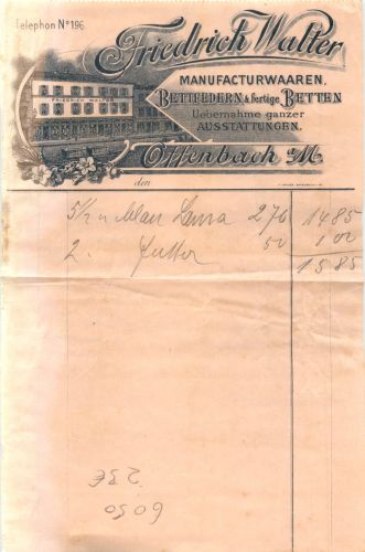 Offenbach - Rechnung Friedrich Walter