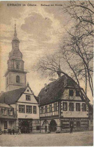 Erbach im Odenwald - Rathaus mit Kirche