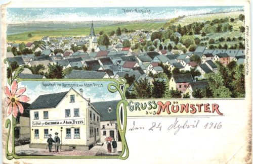 Gruss aus Münster - Gasthof zur Germania - Litho - Selters