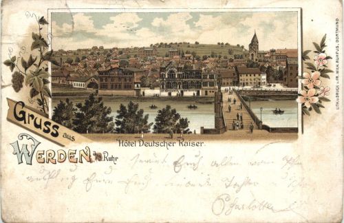 Gruss aus Werden Ruhr - Hotel Deutscher Kaiser - Litho