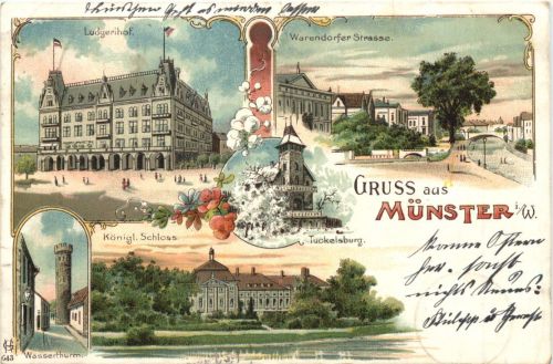 Gruss aus Münster in Westfalen - Litho