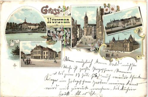 Gruss aus Münster in Westfalen - Litho