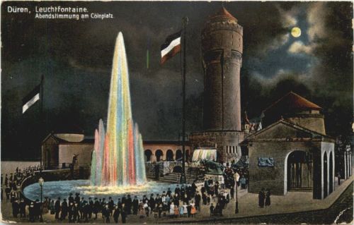 Düren - Leuchtfontaine - Abendstimmung am Cölnplatz