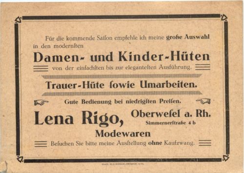 Oberwesel - Damen- und Kinder Hüte