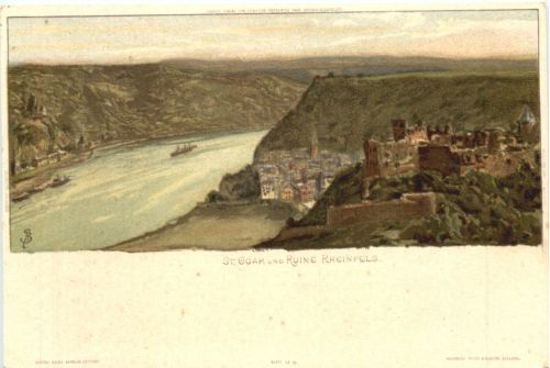 Ruine Rheinfels bei St. Goar - Litho