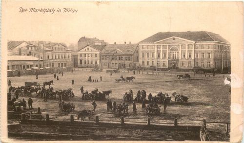 Der Marktplatz in Mitau - Feldpost