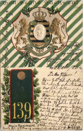 Sachsen - Mein Regiment 139 - Prägekarte