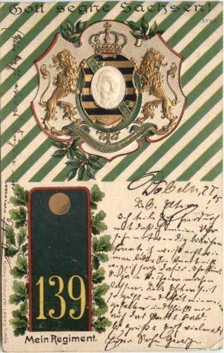 Sachsen - Mein Regiment 139 - Prägekarte