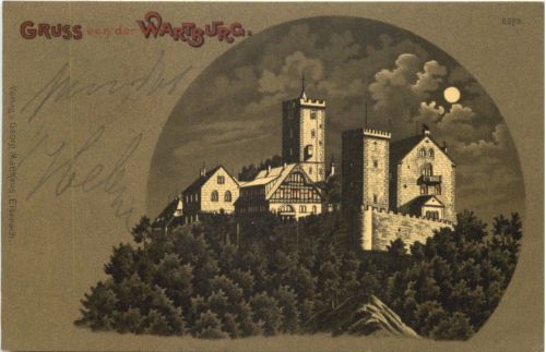 Eisenach - Gruss von der Wartburg - Litho
