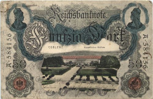 Coblenz - Geld auf Ansichtskarten