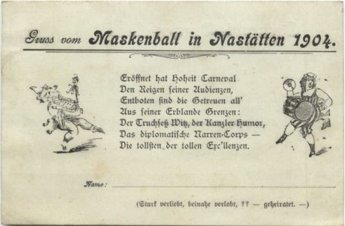 Gruss vom Maskenball in Nastätten 1904
