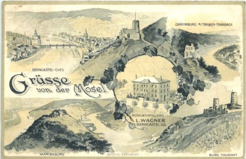 Bencastel-Cues - Gruss von der Mosel - Litho