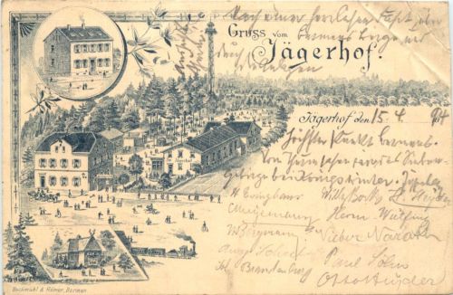 Gruss vom Jägerhof - Vorläufer Litho 1894 - Barmen