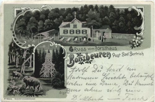 Gruss vom Forsthaus Bonsbeuren - Post Bad Bertrich - Litho