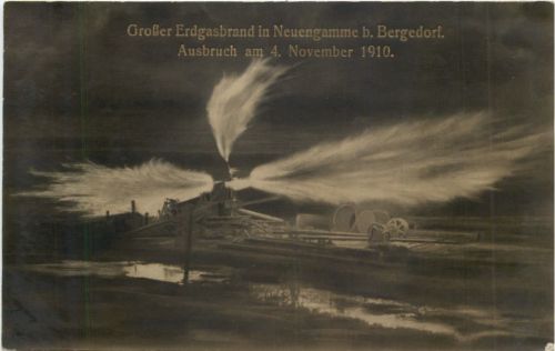 Grosser Erdgasbrand in Neuengamme bei Bergedorf 1910