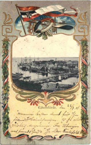 Eckernförde - Litho Prägekarte
