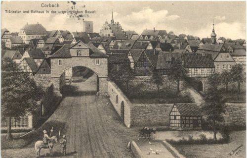 Corbach - Tränketor und Rathaus