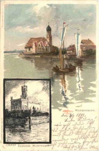 Wasserburg am Bodensee - Litho - Künstler Ak C. Biese