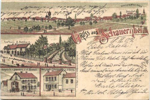 Gruss aus Schauernhaeim - Litho