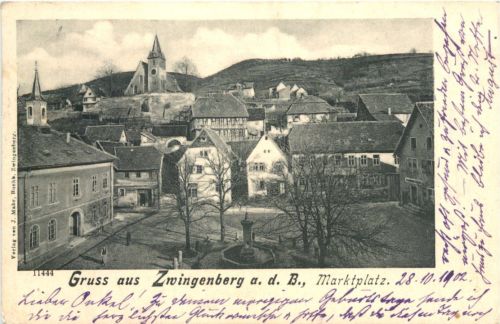 Gruss aus Zwingenberg an der Bergstrasse - Marktplatz