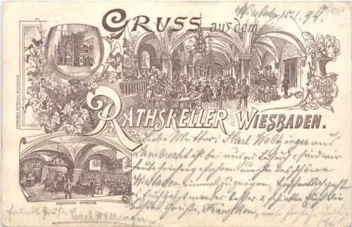 Wiesbaden - Gruss aus dem Ratskeller - Vorläufer 1894