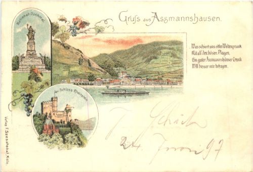 Gruss aus Assmannshausen - Litho