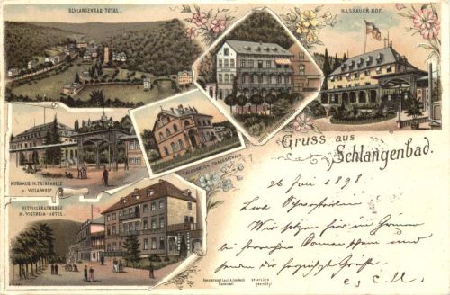 Gruss aus Schlangenbad - Litho
