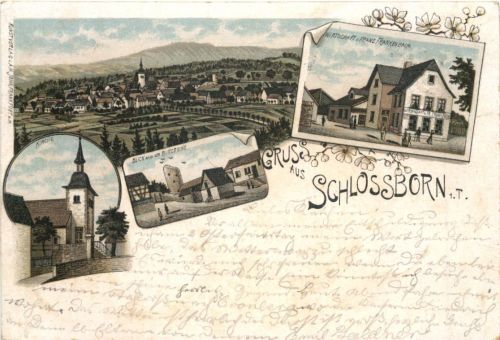 Gruss aus Schlossborn im Taunus - Litho