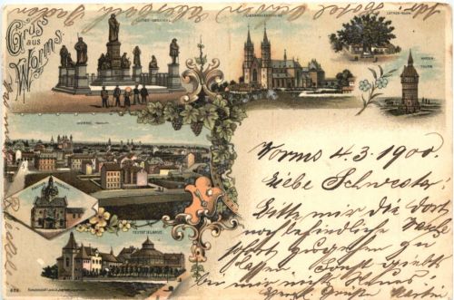 Gruss aus Worms - Litho