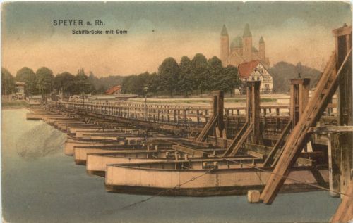 Speyer - Schiffbrücke mit Dom