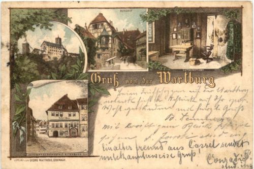Gruss von der Wartburg - Litho