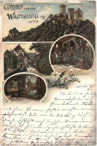 Gruss von der Wartburg - Litho